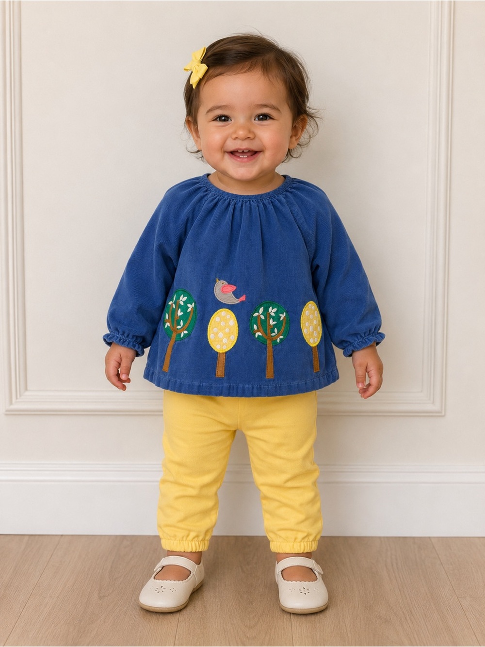 Baby Boden Navy Blue Tree & Bird Appliqué Long-Sleeve Top